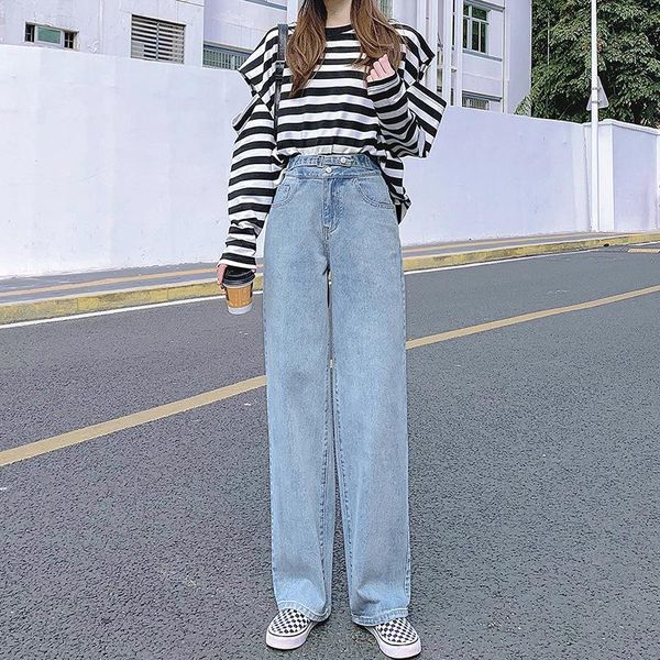 #7828 woman jeans spring casual loose show high show jeans femme thin high waist straight wide leg pants feminino, Blue
#7828 woman jeans spring casual loose show high show jeans femme thin high waist straight wide leg pants feminino, Blue