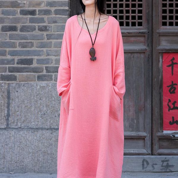 casual dresses womens chinese style vintage literature v-neck full sleeves loose straight long cotton maxi dress plus, Black;gray
casual dresses womens chinese style vintage literature v-neck full sleeves loose straight long cotton maxi dress plus, Black;gray