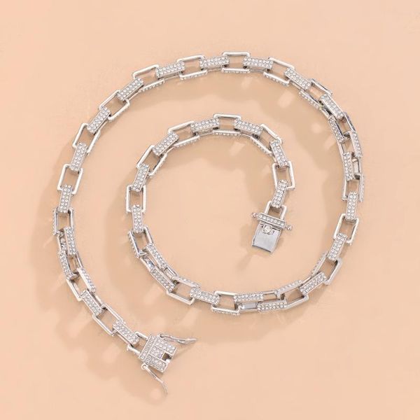chains design hip hop cuban link necklace bling iced out full paved rhinestone quadrate box chain charm jewelry for men wome, Silver
chains design hip hop cuban link necklace bling iced out full paved rhinestone quadrate box chain charm jewelry for men wome, Silver