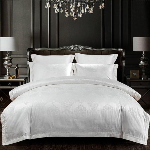 4pcs luxury white soft silky satin cotton bedding set 1 duvet cover, 1 bed sheet, 2 pillowcases embroidery zippier corner ties
4pcs luxury white soft silky satin cotton bedding set 1 duvet cover, 1 bed sheet, 2 pillowcases embroidery zippier corner ties
