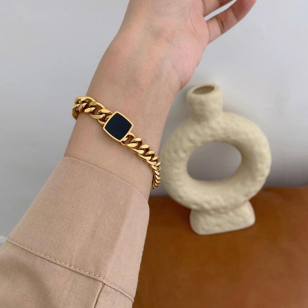 link, chain peri'sbox round enamel cuban bracelet geometric square flat bracelets statement fashion vintage for gifts, Black
link, chain peri'sbox round enamel cuban bracelet geometric square flat bracelets statement fashion vintage for gifts, Black