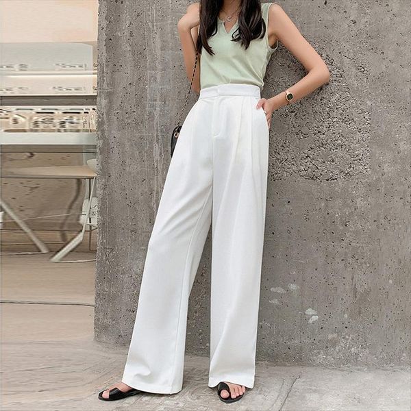 retro straight wide leg vintage womens pant korean high waist casual long white spring summer loose office lady, Black;white
retro straight wide leg vintage womens pant korean high waist casual long white spring summer loose office lady, Black;white