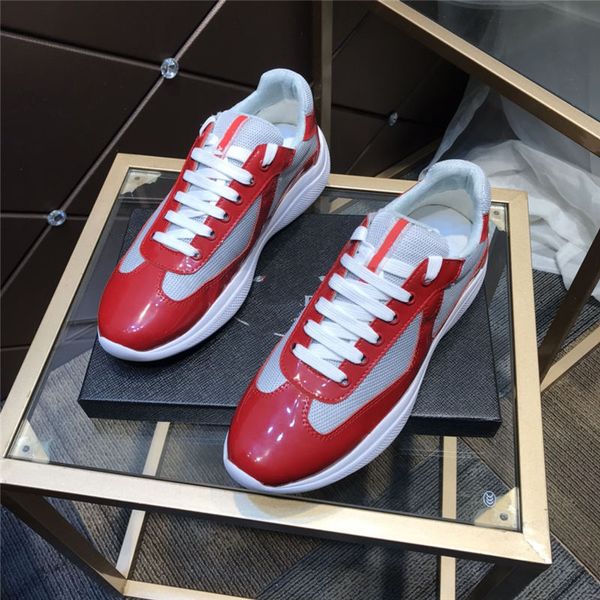 designer men americas cup xl leather sneakers patent leathers flat trainers black mesh lace-up casual shoes outdoor runner trainers, Black;red
designer men americas cup xl leather sneakers patent leathers flat trainers black mesh lace-up casual shoes outdoor runner trainers, Black;red