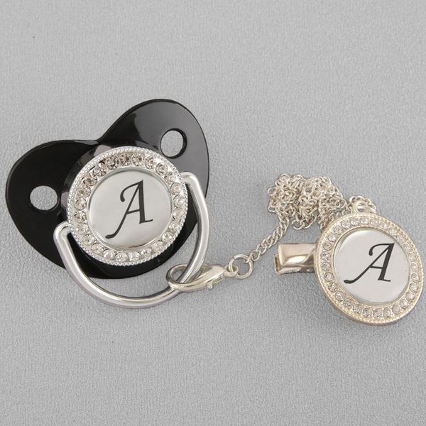 pacifiers# silver 26 name initial letters black baby pacifier with clip bling luxury infant soother chupeta sucette dummy silicone nipples
pacifiers# silver 26 name initial letters black baby pacifier with clip bling luxury infant soother chupeta sucette dummy silicone nipples