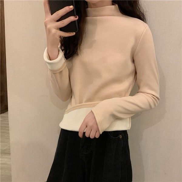 women's t-shirt autumn 2021 half high neck slim fit versatile thin plush bottomed shirt long sleeve solid color women rac, White
women's t-shirt autumn 2021 half high neck slim fit versatile thin plush bottomed shirt long sleeve solid color women rac, White