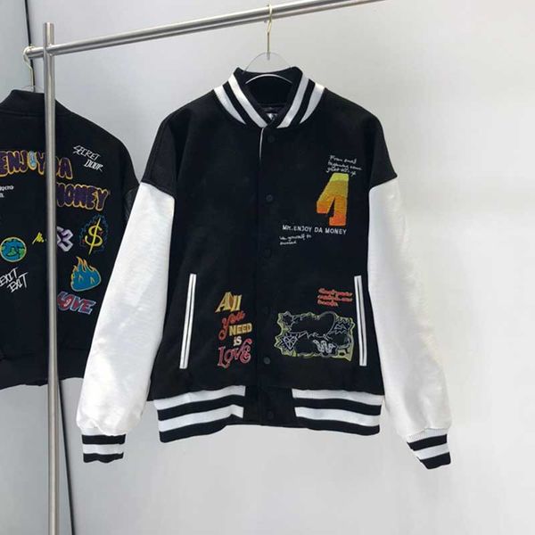 limited woolen varsity jacket leather sleeve stitching black coats embroidery baseball uniform loose trend coat men and women cotton letter, Black;brown
limited woolen varsity jacket leather sleeve stitching black coats embroidery baseball uniform loose trend coat men and women cotton letter, Black;brown