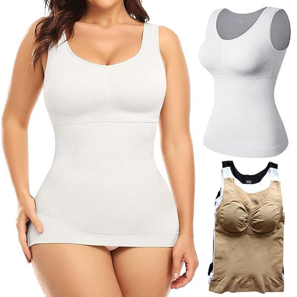 women's shapers women tummy control shapewear tank cami with built in bra seamless body shaper camisole slimming compression waist cin, Black;white
women's shapers women tummy control shapewear tank cami with built in bra seamless body shaper camisole slimming compression waist cin, Black;white