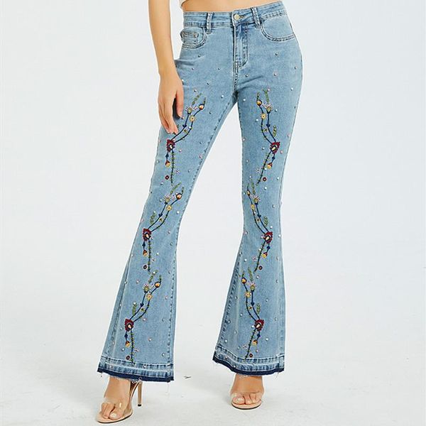 women's jeans vintage denim embroidered flare pants women skinny high waist studded plus size s-4xl, Blue
women's jeans vintage denim embroidered flare pants women skinny high waist studded plus size s-4xl, Blue