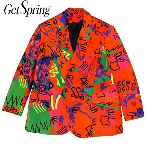 getspring women blazer printing vintage red blazers jackets color matching casual s long sleeve 210601, White;black
getspring women blazer printing vintage red blazers jackets color matching casual s long sleeve 210601, White;black