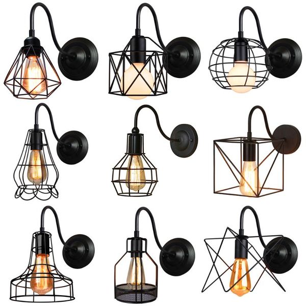 vintage led wall light retro loft industrial wall lamp black e27 iron simple lampshade cage guard sconce indoor lighting fixture
vintage led wall light retro loft industrial wall lamp black e27 iron simple lampshade cage guard sconce indoor lighting fixture
