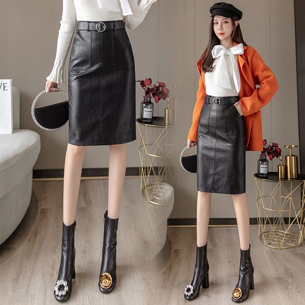 female 2021 autumn and winter new plutonium leather high waist midi slit skirt belt 1baz, Black
female 2021 autumn and winter new plutonium leather high waist midi slit skirt belt 1baz, Black