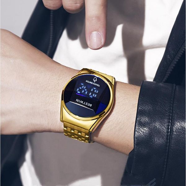 wristwatches fashion led touch screen round men digital watch sapphire mirror gold stainless steel strap quality watches relogio masculino, Slivery;brown
wristwatches fashion led touch screen round men digital watch sapphire mirror gold stainless steel strap quality watches relogio masculino, Slivery;brown