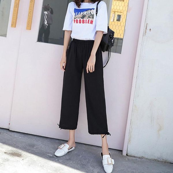 women's pants & capris casual drawstring wide leg women solid baggy pockets jogging pantalones mujer drop, Black;white
women's pants & capris casual drawstring wide leg women solid baggy pockets jogging pantalones mujer drop, Black;white