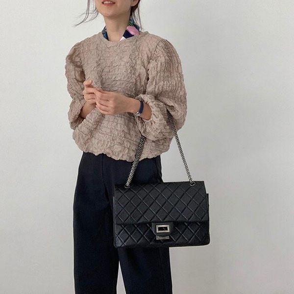 women's blouses & shirts chic early autumn bubble grid versatile long sleeve shirt, White
women's blouses & shirts chic early autumn bubble grid versatile long sleeve shirt, White