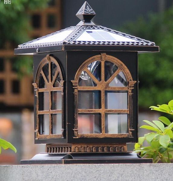 wall lamp solar post lights waterproof landscape garden gate outdoor