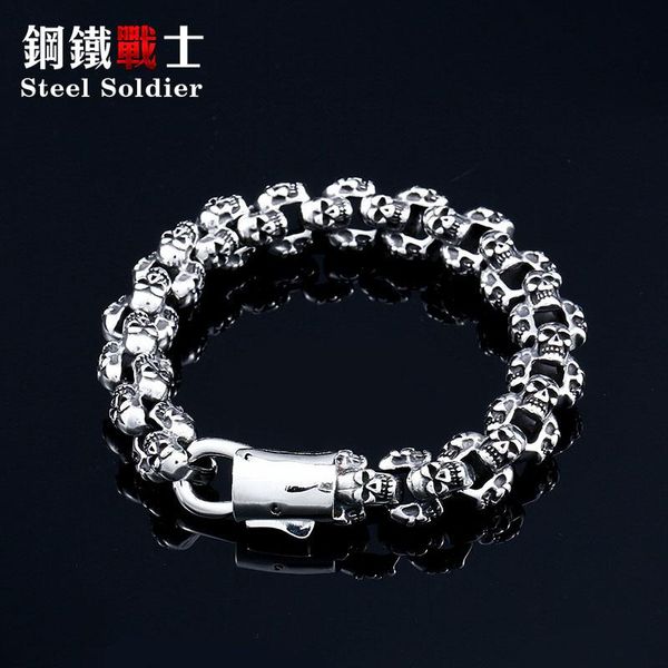 link, chain steel soldier men punk skull bracelets stainless personality charm link gothic style male gift, Black
link, chain steel soldier men punk skull bracelets stainless personality charm link gothic style male gift, Black