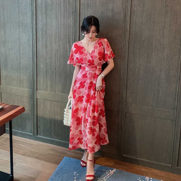 women summer long dress chiffon short sleeve beach style a-line ankle-length print hollow out red vestidos clothing 210625, Black;gray
women summer long dress chiffon short sleeve beach style a-line ankle-length print hollow out red vestidos clothing 210625, Black;gray