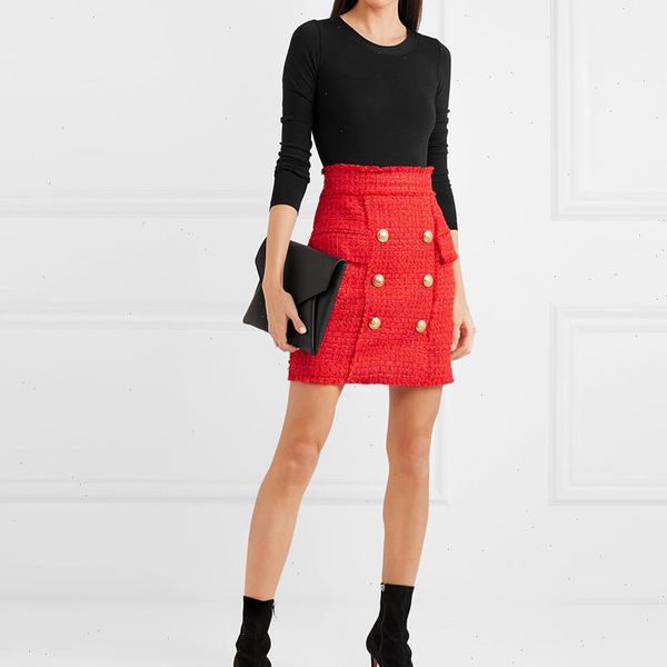 2021 runway designer skirt womens lion buttons tassel wool tweed mini skirt drop shipping, Black
2021 runway designer skirt womens lion buttons tassel wool tweed mini skirt drop shipping, Black