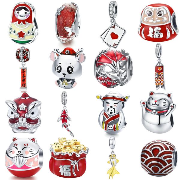 chinese new year red diy beads bisaer 925 sterling silver lantern mouse koi silver charms beads fit pandora original bracelet q0531, Black
chinese new year red diy beads bisaer 925 sterling silver lantern mouse koi silver charms beads fit pandora original bracelet q0531, Black