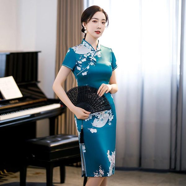 ethnic clothing vintage vestidos short sleeve cheongsams satin high split qipao women traditional mandarin collar chinese dress gown, Red
ethnic clothing vintage vestidos short sleeve cheongsams satin high split qipao women traditional mandarin collar chinese dress gown, Red
