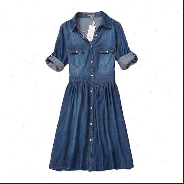 women knee length denim dress autumn clothing plus size blue jeans dress elegant spring slim casual cowboy dresses vestidos, Black;gray
women knee length denim dress autumn clothing plus size blue jeans dress elegant spring slim casual cowboy dresses vestidos, Black;gray