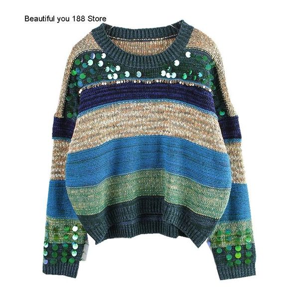 women's sweaters handmade beaded sequin color striped crew neck pullover for fall winter korean casual t-shirt, White;black
women's sweaters handmade beaded sequin color striped crew neck pullover for fall winter korean casual t-shirt, White;black