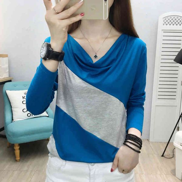 women's t-shirt female t-shirt, long sleeve, patchwork, for fall, 2021 s499, White
women's t-shirt female t-shirt, long sleeve, patchwork, for fall, 2021 s499, White