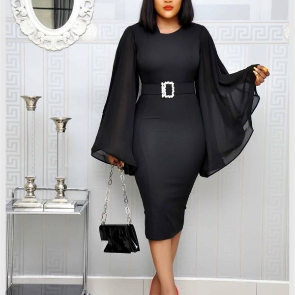 black elegant party dress women 2019 black office fashion chiffon flare long sleeve bodycon belt ladies autumn midi dresses y0118, Black;gray
black elegant party dress women 2019 black office fashion chiffon flare long sleeve bodycon belt ladies autumn midi dresses y0118, Black;gray