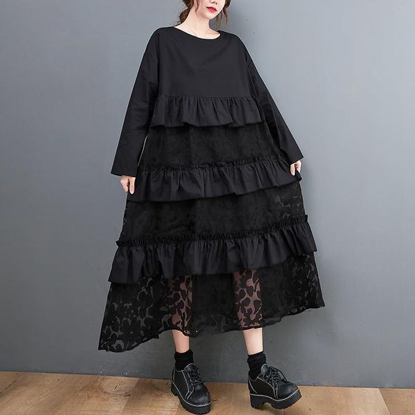 casual dresses 2021 arrival japanese style street fashion black girl's chic autumn dress ruffle mesh patchwork lace women midi, Black;gray
casual dresses 2021 arrival japanese style street fashion black girl's chic autumn dress ruffle mesh patchwork lace women midi, Black;gray