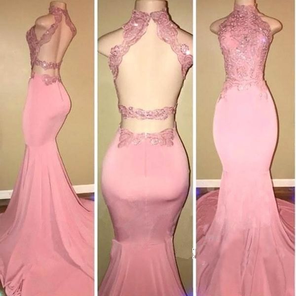 New Pink Prom Dresses Mermaid High Collar Appliques Lace Backless Party Maxys Long Prom Gown Evening Dresses Robe De Soiree, Custom
New Pink Prom Dresses Mermaid High Collar Appliques Lace Backless Party Maxys Long Prom Gown Evening Dresses Robe De Soiree, Custom