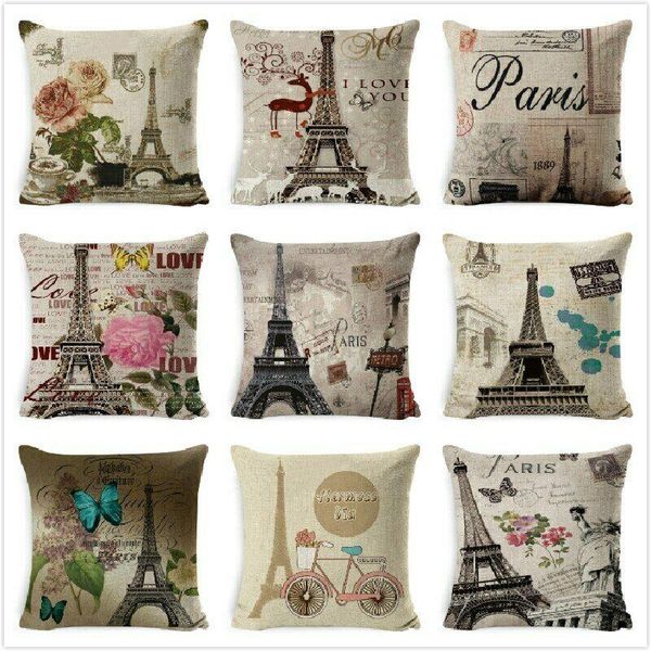 linen cushion cover retro vintage franch paris tower pillow cover car sofa 
linen cushion cover retro vintage franch paris tower pillow cover car sofa