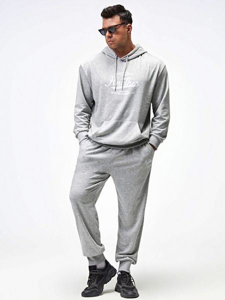 extended sizes men slogan graphic kangaroo pocket drawstring hoodie & sweatpants d7hy#, Gray
extended sizes men slogan graphic kangaroo pocket drawstring hoodie & sweatpants d7hy#, Gray