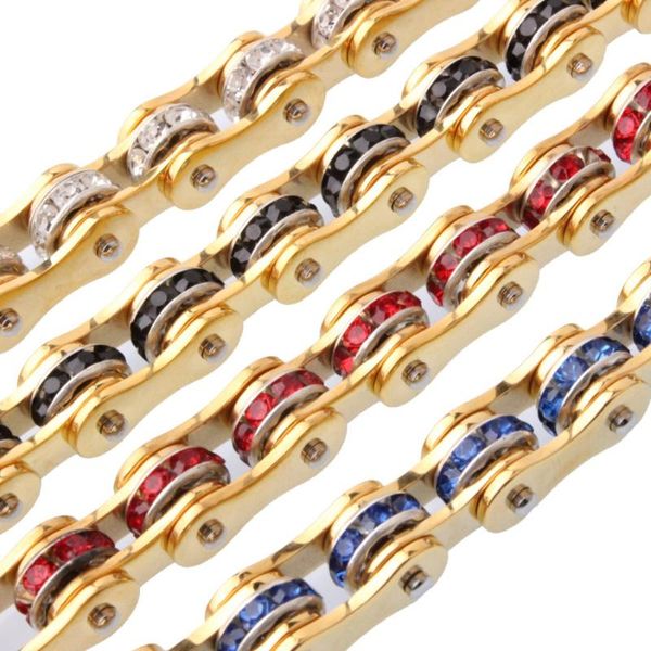 link, chain 9mm jewelry fashion 316l stainless steel gold motor biker white/black/red/blue stone men's women's bracelet bangle 8&q
link, chain 9mm jewelry fashion 316l stainless steel gold motor biker white/black/red/blue stone men's women's bracelet bangle 8&q