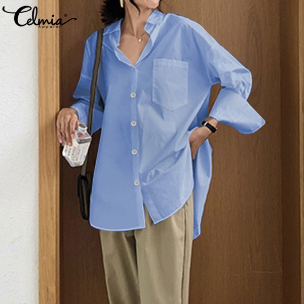 celmia women shirt 2021 autumn white shirts fashion lapel casual solid long sleeve buttons asymmetrical oversized blusas
celmia women shirt 2021 autumn white shirts fashion lapel casual solid long sleeve buttons asymmetrical oversized blusas