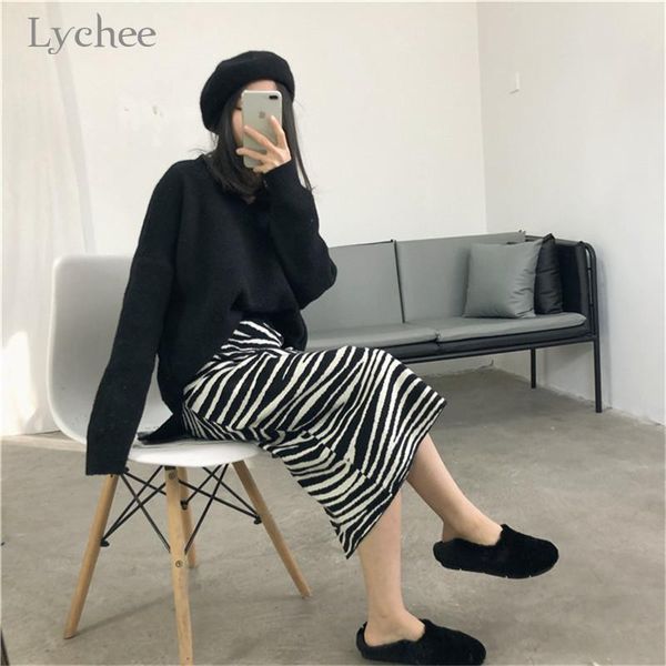 skirts lychee harajuku zebra printed women knitted skirt elastic waist sheath female bottom vintage autumn lady bottoms, Black
skirts lychee harajuku zebra printed women knitted skirt elastic waist sheath female bottom vintage autumn lady bottoms, Black