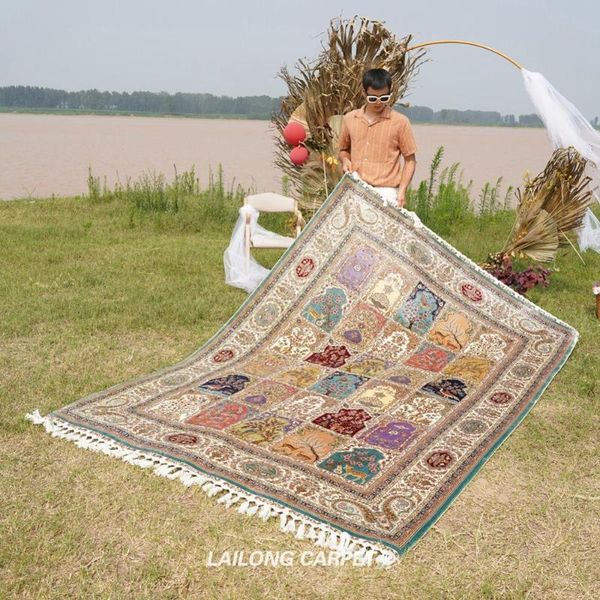 carpets 6'x9' flowers garden rug hand knotted handmade silk carpet (ywx084a) 
carpets 6'x9' flowers garden rug hand knotted handmade silk carpet (ywx084a)