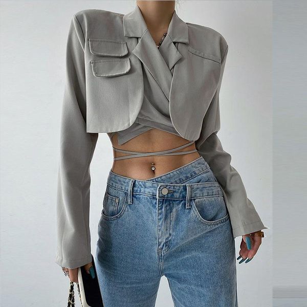 women's suits & blazers womengaga autumn street bandage long sleeve short suit coat women mini shoulder pads korean fashion 1r7o, White;black
women's suits & blazers womengaga autumn street bandage long sleeve short suit coat women mini shoulder pads korean fashion 1r7o, White;black