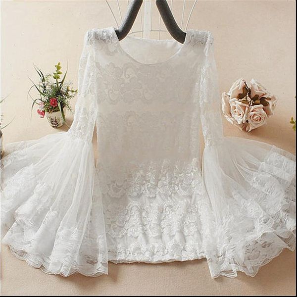 2021 spring autumn women bottoming shirt sweet midi long hollow out mesh ladies flare sleeve lace blouses short a852, White
2021 spring autumn women bottoming shirt sweet midi long hollow out mesh ladies flare sleeve lace blouses short a852, White