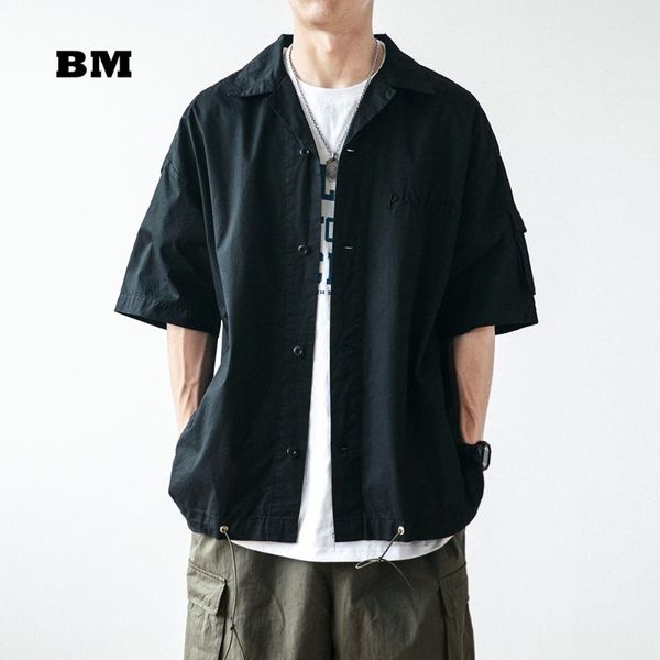 men's casual shirts summer harajuku cargo shirt male korean streetwear fashion black short sleeve kpop couple men clothing, White;black
men's casual shirts summer harajuku cargo shirt male korean streetwear fashion black short sleeve kpop couple men clothing, White;black
