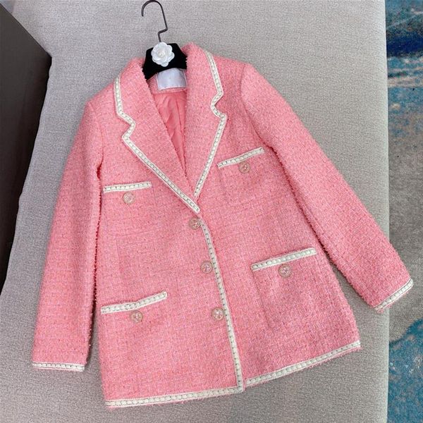 street 2021 high new designer stylish women's loose tweed blazer jacket, White;black
street 2021 high new designer stylish women's loose tweed blazer jacket, White;black