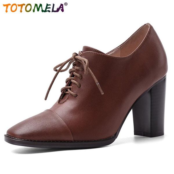 dress shoes totomela 2021 genuine leather women pumps vintage single spring summer lace up zip ladies office, Black
dress shoes totomela 2021 genuine leather women pumps vintage single spring summer lace up zip ladies office, Black