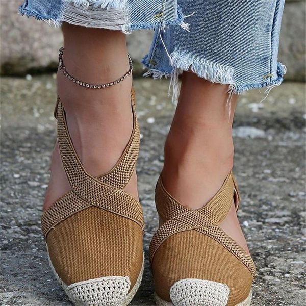 sandals retro women's casual linen canvas wedges summer ankle strap heels platform high espadrilles35-43, Black
sandals retro women's casual linen canvas wedges summer ankle strap heels platform high espadrilles35-43, Black
