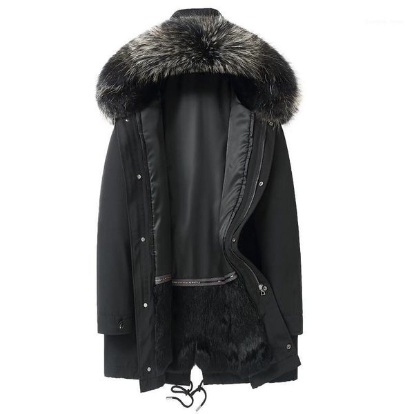 men's leather & faux winter parka real fur coat men long jacket natural liner racoon collar abrigos hombre invierno 2021 19006, Black
men's leather & faux winter parka real fur coat men long jacket natural liner racoon collar abrigos hombre invierno 2021 19006, Black