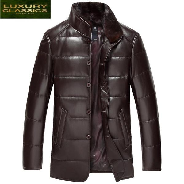 men's leather & faux jacket genuine men winter clothes 2021 real sheepskin duck down collar business man dk075, Black
men's leather & faux jacket genuine men winter clothes 2021 real sheepskin duck down collar business man dk075, Black