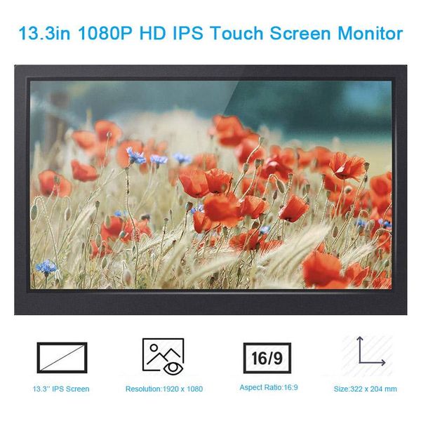 13.3 inch touch screen portable monitor 1080p full hd ips screen built-in stereo speakers for phone lapcamera display gaming
13.3 inch touch screen portable monitor 1080p full hd ips screen built-in stereo speakers for phone lapcamera display gaming