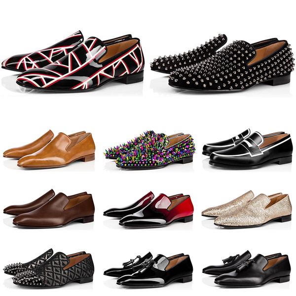 new mens loafers shoes red bottoms black brown suede patent leather rivets glitter fashion loafer dress wedding business shoes size 39-47
new mens loafers shoes red bottoms black brown suede patent leather rivets glitter fashion loafer dress wedding business shoes size 39-47