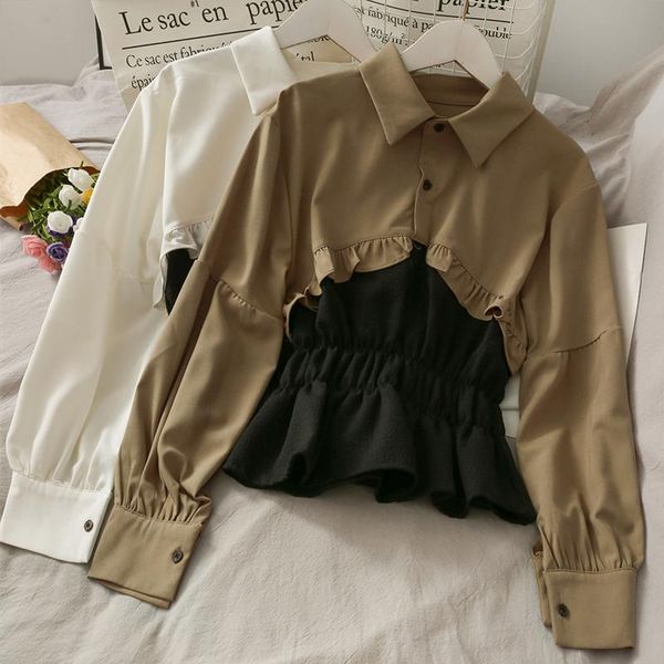 women's blouses & shirts contrast color long sleeve one-piece shirt women autumn blouse lady top, White
women's blouses & shirts contrast color long sleeve one-piece shirt women autumn blouse lady top, White