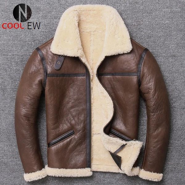 men's leather & faux men 100% natural shearling jacket wool real fur lining warm overcoat slim fit coat sheepskin genuine, Black
men's leather & faux men 100% natural shearling jacket wool real fur lining warm overcoat slim fit coat sheepskin genuine, Black