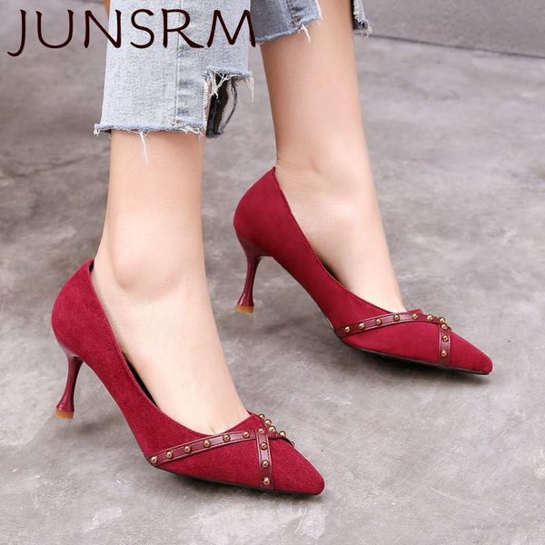 dress shoes junsrm summer women rivet suede red high-heeled wedding shallow mouth pointed stiletto women's single female, Black
dress shoes junsrm summer women rivet suede red high-heeled wedding shallow mouth pointed stiletto women's single female, Black