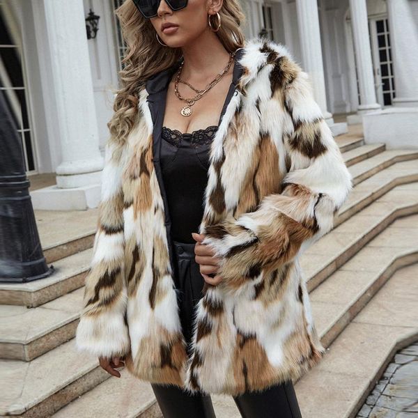 women's fur & faux long contrast color hat imitation coat casual autumn and winter, Black
women's fur & faux long contrast color hat imitation coat casual autumn and winter, Black